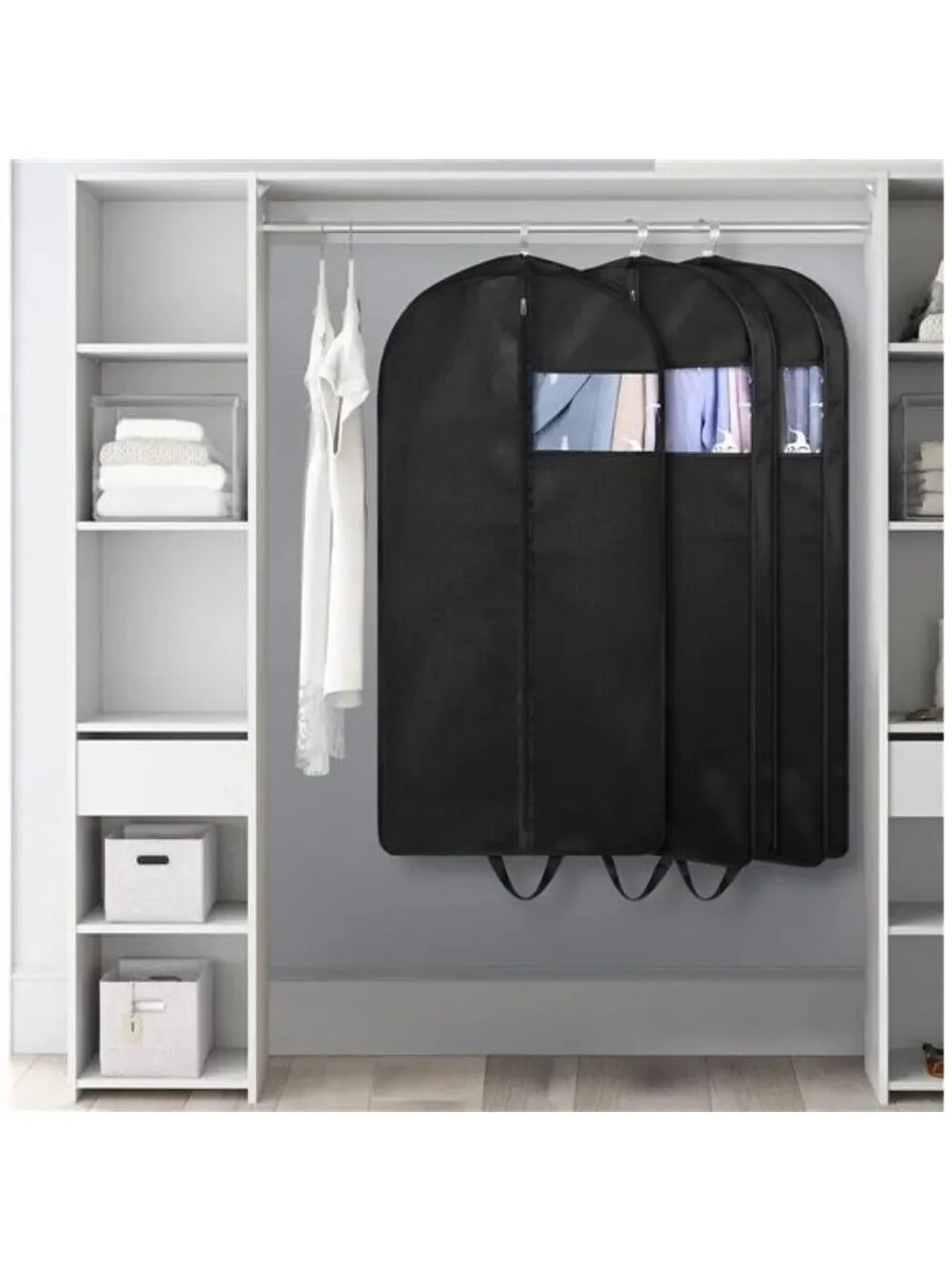 Suit Garment Bags 3 Pack Hanging Closet Travel Coat Jacket Shirt Storage Covers